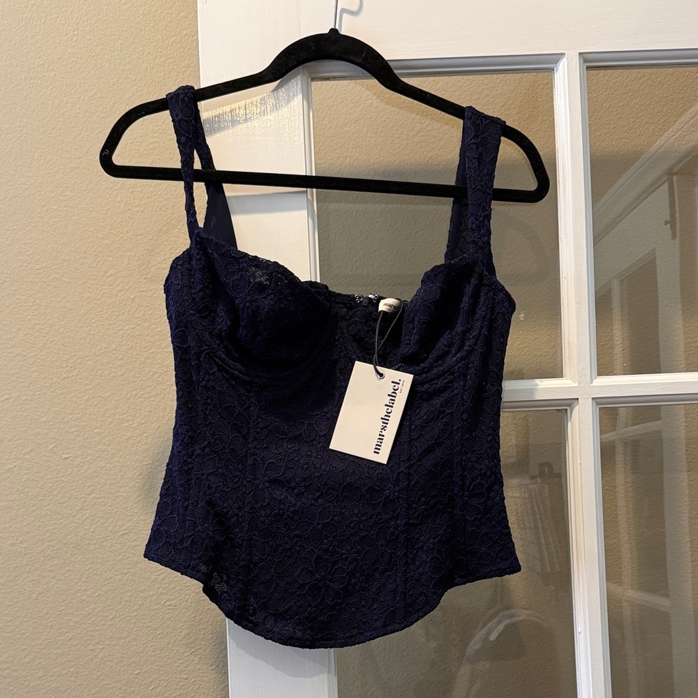 Elegant Navy Lace Women’s Top